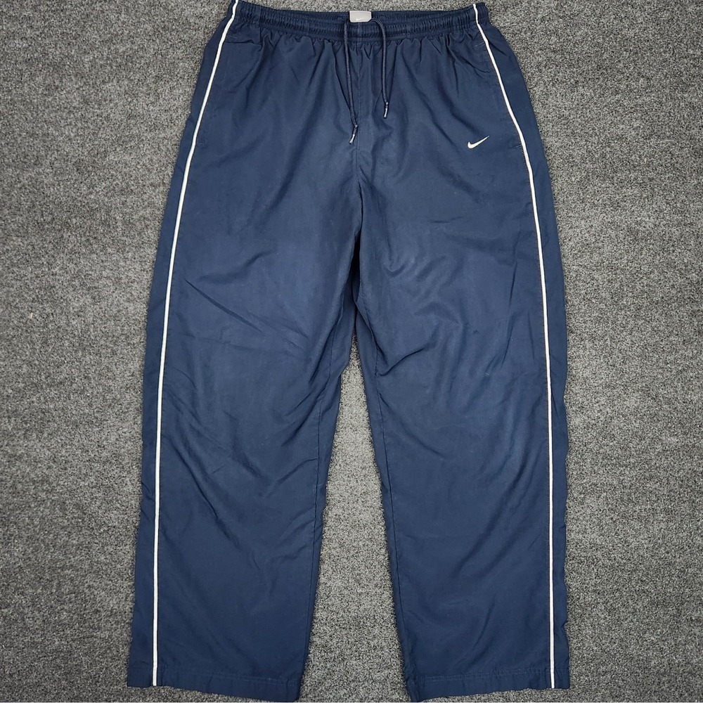 Nike Mens XL Y2k 2000s Baggy Blue Track Stripe Sweat Pants Swoosh